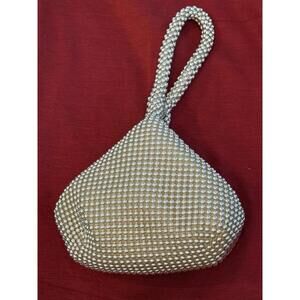 Silver Rhinestone Evening Bag Wristlet Clutch Y2K Beaded Party Purse